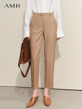 AMII minimalismo pantaloni Casual dritti per le donne 2023 estate New Office Lady Versatile elastico solido femminile Pantalones 12312018 1