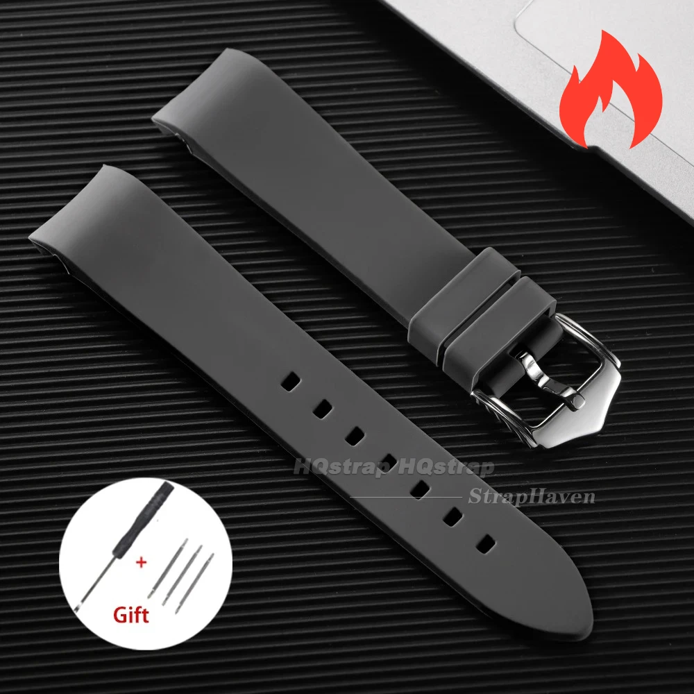 Enhanced Silicone Sport Strap - Curved End, Universal Waterproof Wristband (Multiple Widths Available)