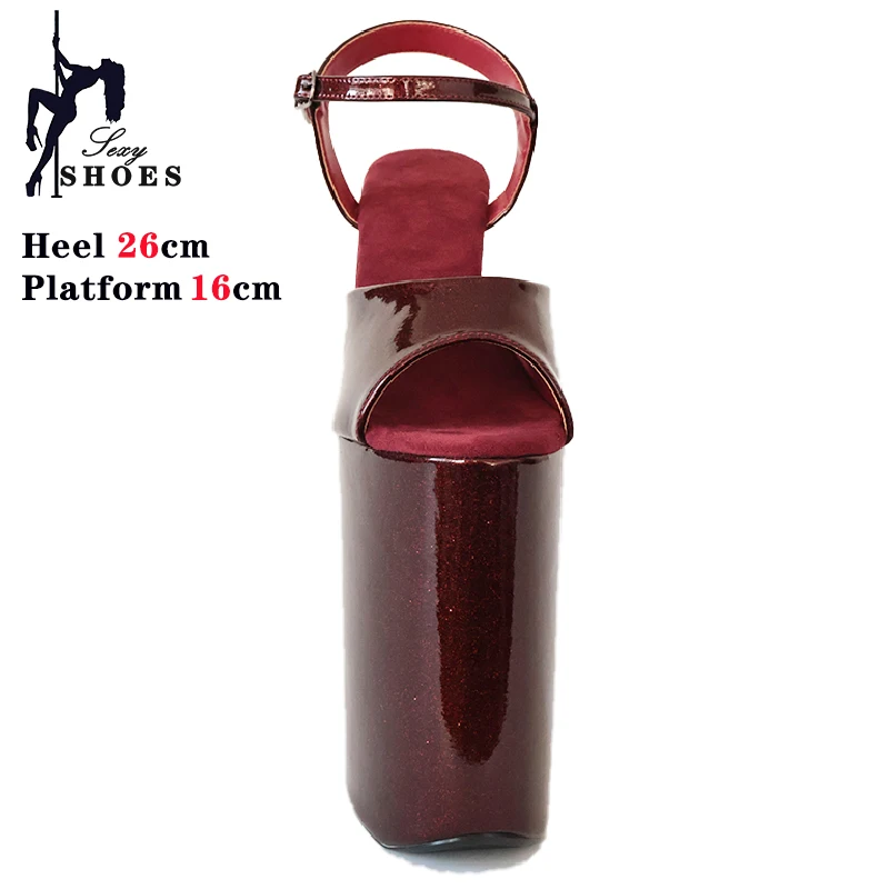 New 26cm/10Inch Super High Heel Women Sandals Glit Kristal Pole Dancing Shoes Waterproof Platform Shoes Model Catwalk Heels