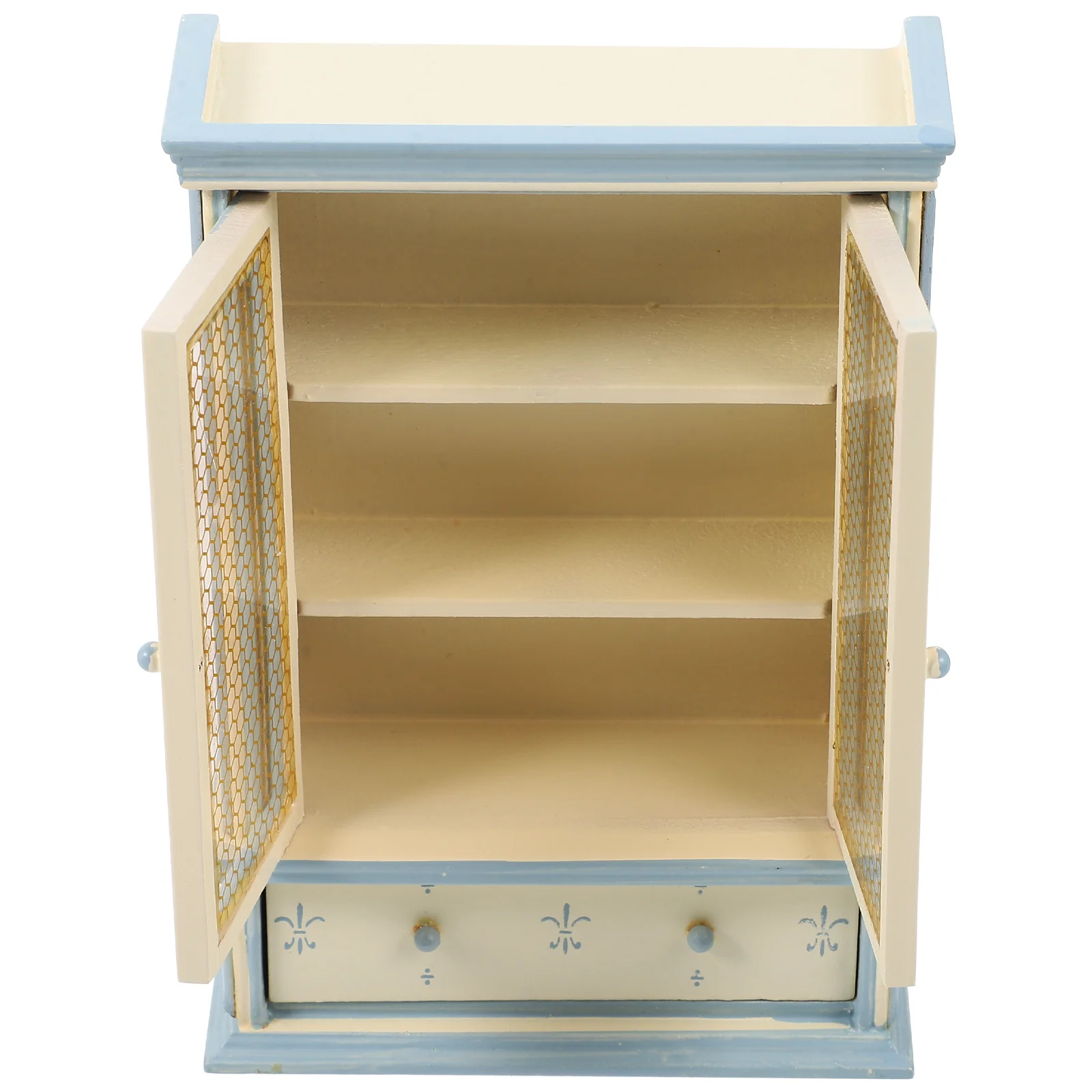 

Dollhouse Bookshelf Cabinet Model Mini Wall Bookshelfs Classic Wooden Wall Bookshelf Glass Bookcase Desktop Ornament Child