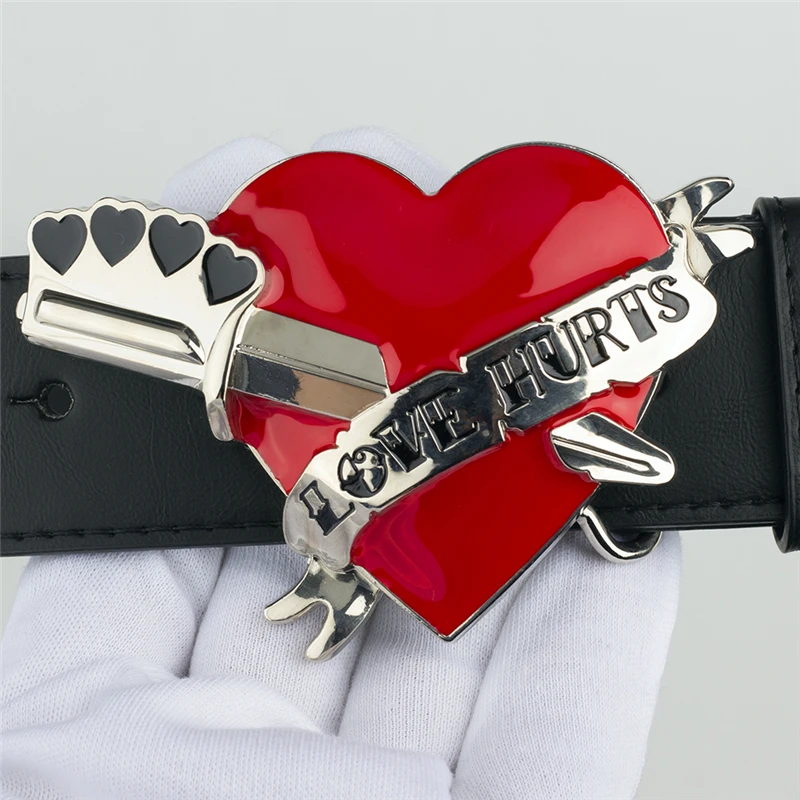 Hip Hop Style Rock Decorative Belt, Heart Buckle Men's Pants Belts