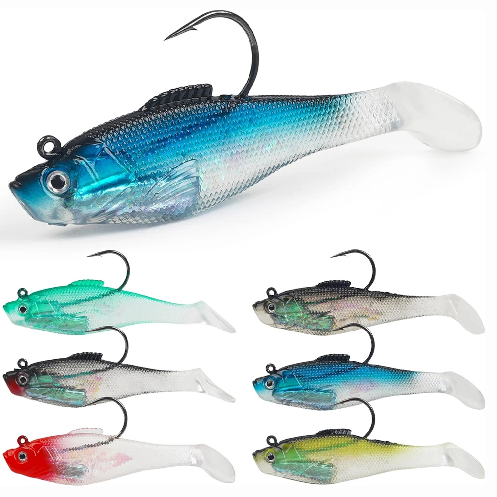 10-Pack Pre-Rigged Soft Fishing Lures - Jig Head Paddle Tail Swimbaits For Bass, Trout, Crappie In Saltwater Or Freshwater