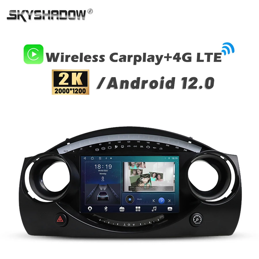 

2K 2000*1200 Carplay Авто Android 9. 0 8G + 13,0G GPS Стерео RDS радио Автомобильный DVD плеер для BMW Mini Cooper S R50 R52 R53 128-2000