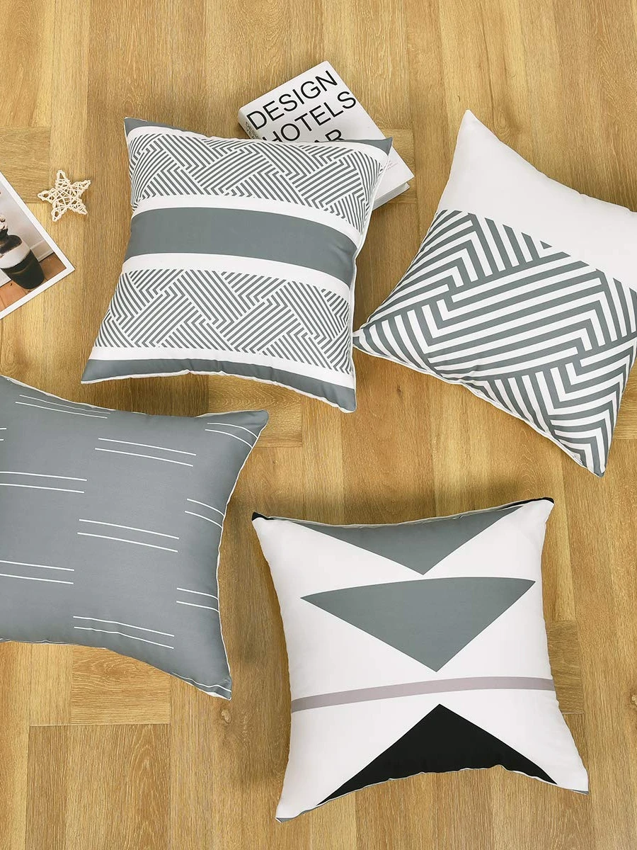 Nordic gray white geometric pillowcase home decoration living room sofa decoration cushion cover 40*40 car waist pillowcase 5