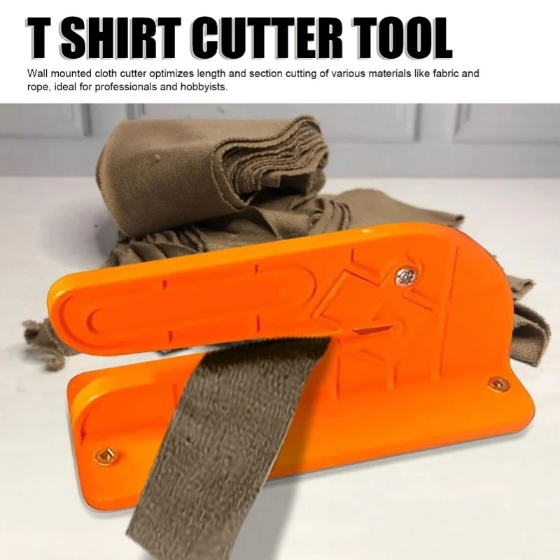 2 Stück an der Wand montierter Lappenschneider, schnell schneidender Stoffschneider, leicht schneidende alte Blätter, T-Shirts, Handtücher, Schwarz und Orange
