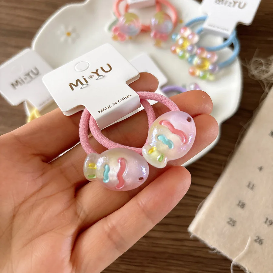 Cute Cartoon Transparent Children Headband Tied Rubber Rainbow Butterfly Headwear Girls Kids Hair Accessories