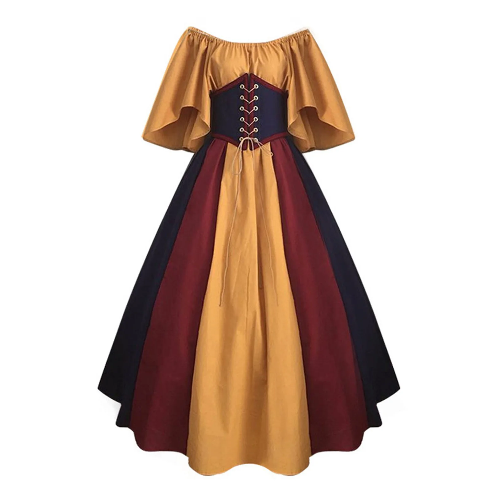 thumbnail image 1 of Disfraz de Cosplay medieval para mujer, vestido gótico renacentista con corsé para Halloween, vestido de fiesta de carnaval con mangas acampanadas, 1 of 5