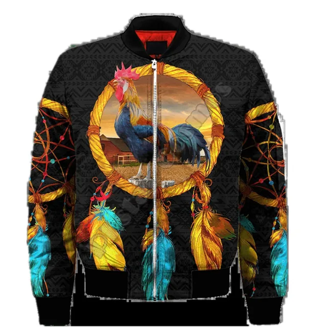 New Farm Rooster 3D Printing Men s Jacket: A Fashionable Hip Hop Statement