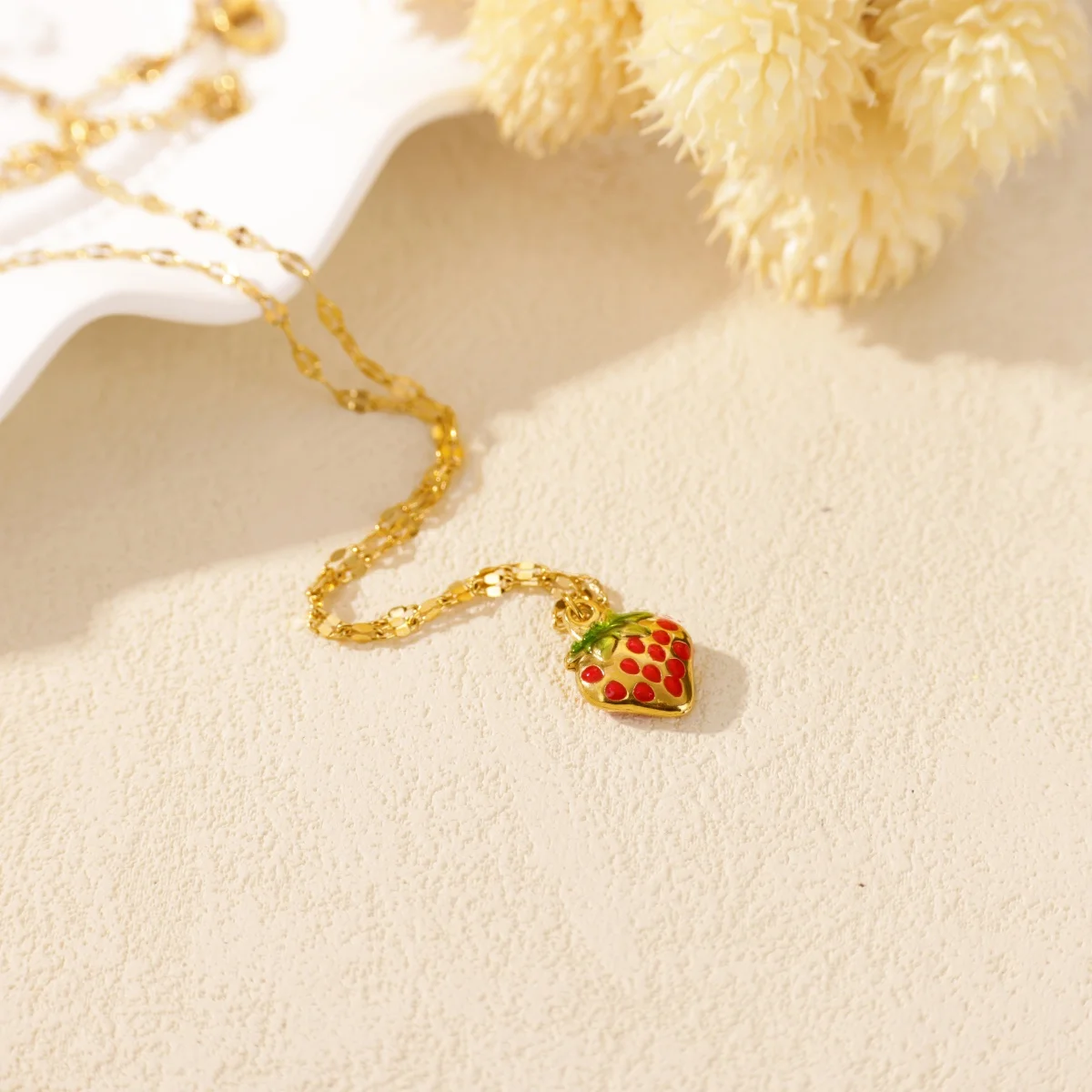 Strawberry Necklaces For Women Gold Color Stainless Steel