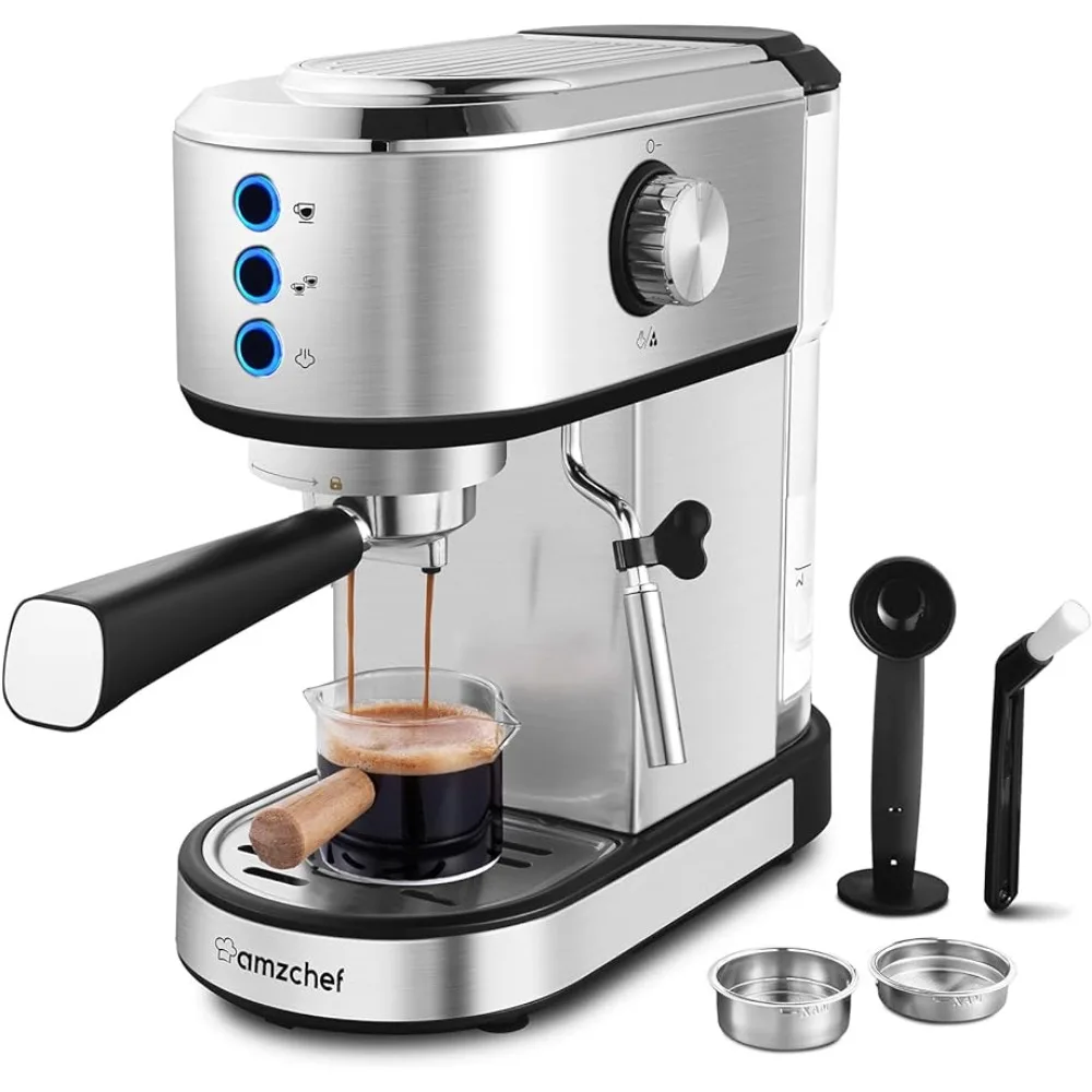 

amzchef Wand Compact Stainless Steel Espresso Coffee Maker 34oz Removable Water Tank for Home, Gift for Dad or Mom