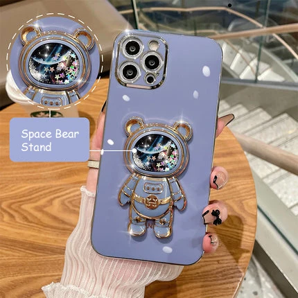 デラックス宇宙飛行士スタンド付きグリッターケース,iphone 16