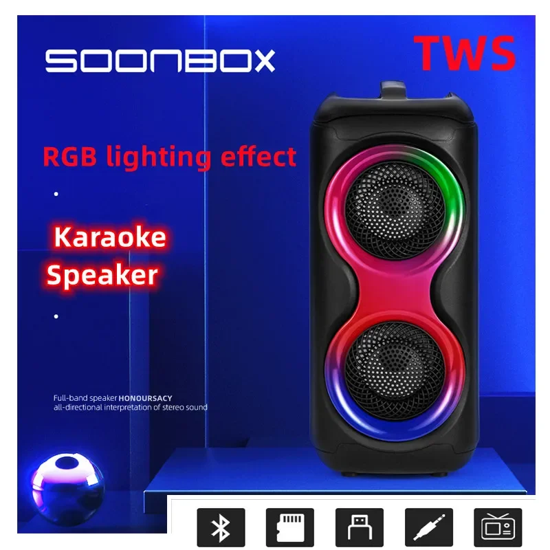 

Portable Party Speakers Dual 4-inch Horn Wireless Bluetooth Speakers 200W Peak Value Big TWS RGB Subwoofer Boombox Caixa De Som