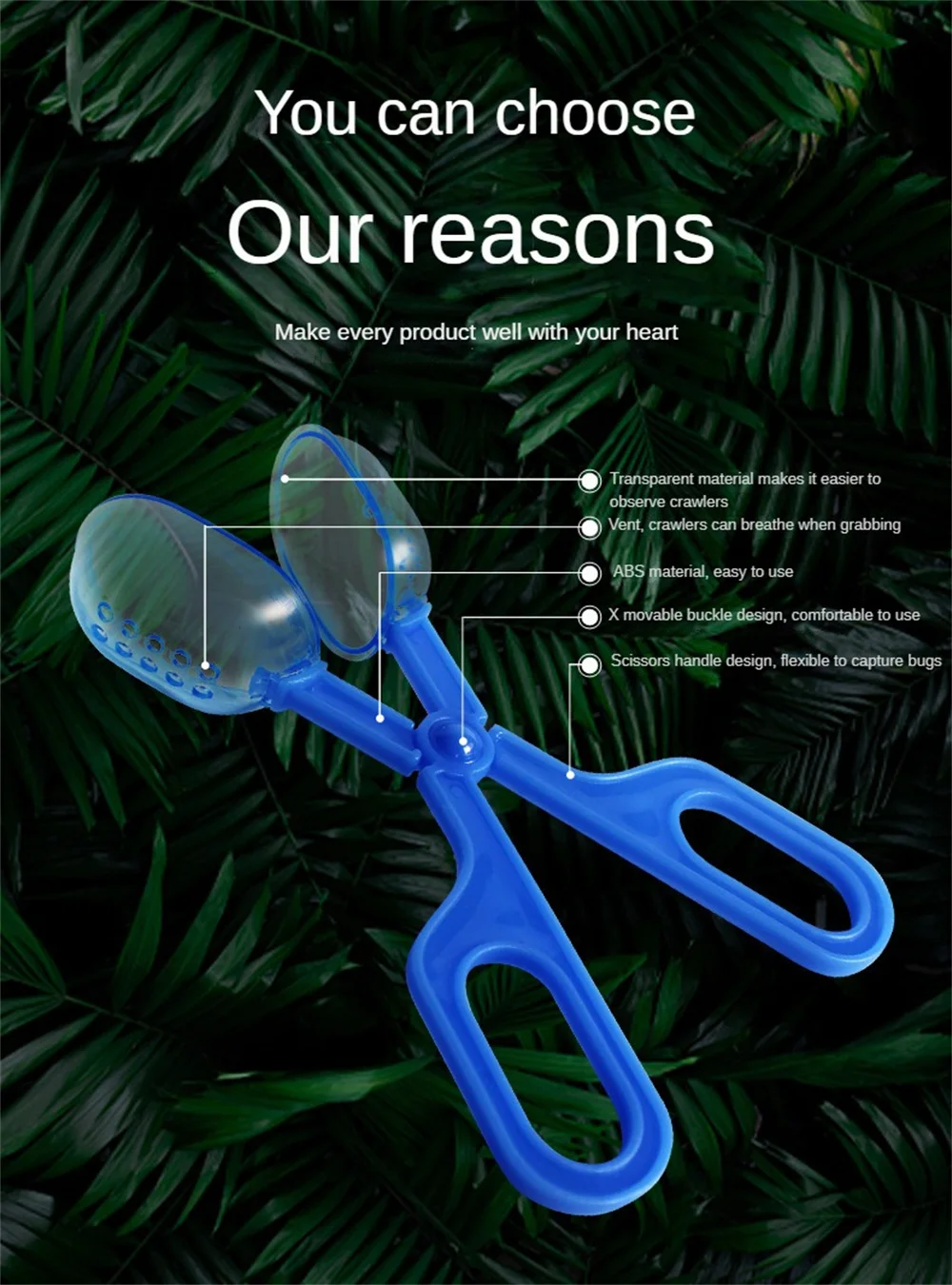 Description Picture 5 of item1~10PCS Bug Insect Catcher Scissors Tongs Tweezers Scooper Clamp Portable Handy Scoopers Outdoor Bug Catcher Garden