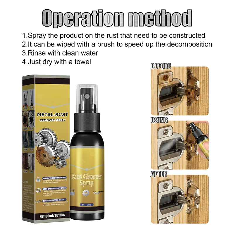 Rust Remover 30ml Non Toxic Rust Remover Remove Iron Particles for Auto Parts, Hardware, Antiques, Spray Cleaner