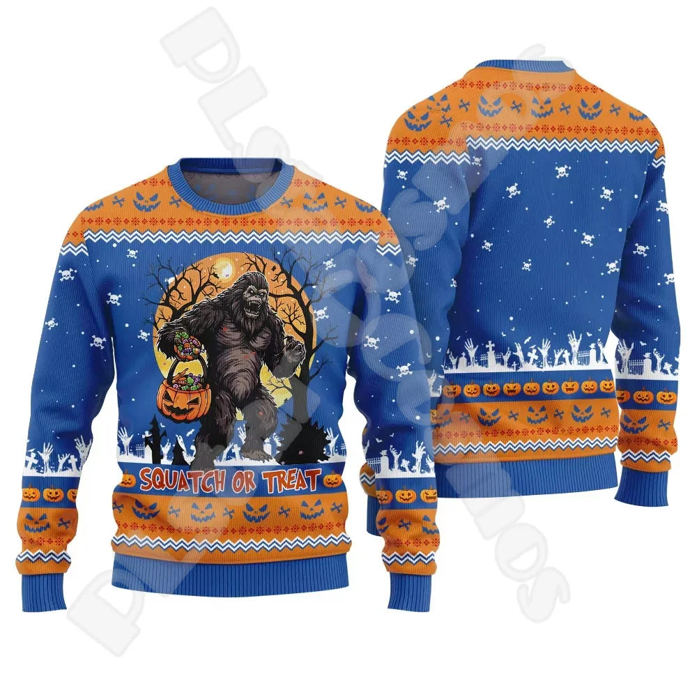 Halloween Christmas Santa Claus Graffiti Vintage Retro Winter Ugly Sweater 3DPrint Harajuku Pullover casual funny long sleeves 0