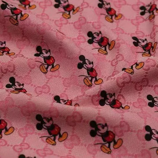 프린트 자카드 질감 미키 마우스 프린트 패션 원단 원피스 셔츠, 핸드메이드 가방, DIY 원단