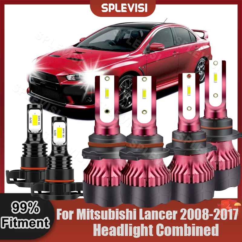 

LED Bubls High Low Beam Fog Lamp Composite Set 6000K For Mitsubishi Lancer 2008 2009 2010 2011 2012 2013 2014 2015 2016 2017