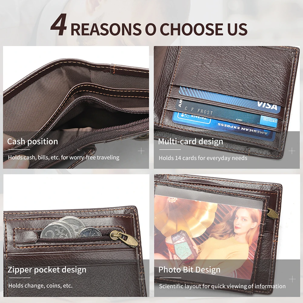 WESTAL Genuine Leather Wallet with Coin Purse RFID Wallet for Men Cardholder Money Bags 6
