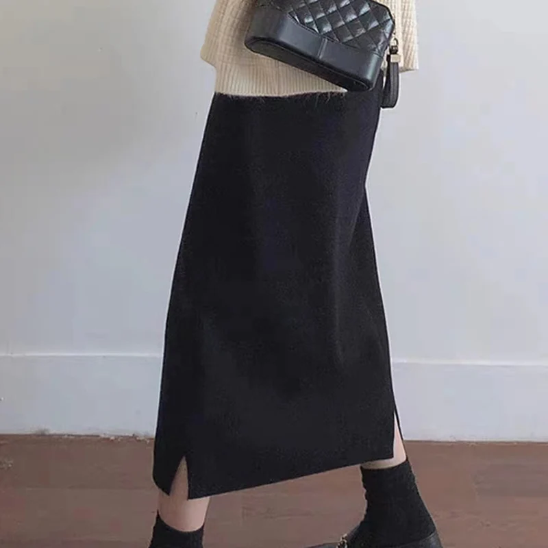 Spring Autumn Maternity Belly Skirt High Waist Side Split Pregnant Woman Black Pencil Skirts Elegant Office Lady One Step Skirt