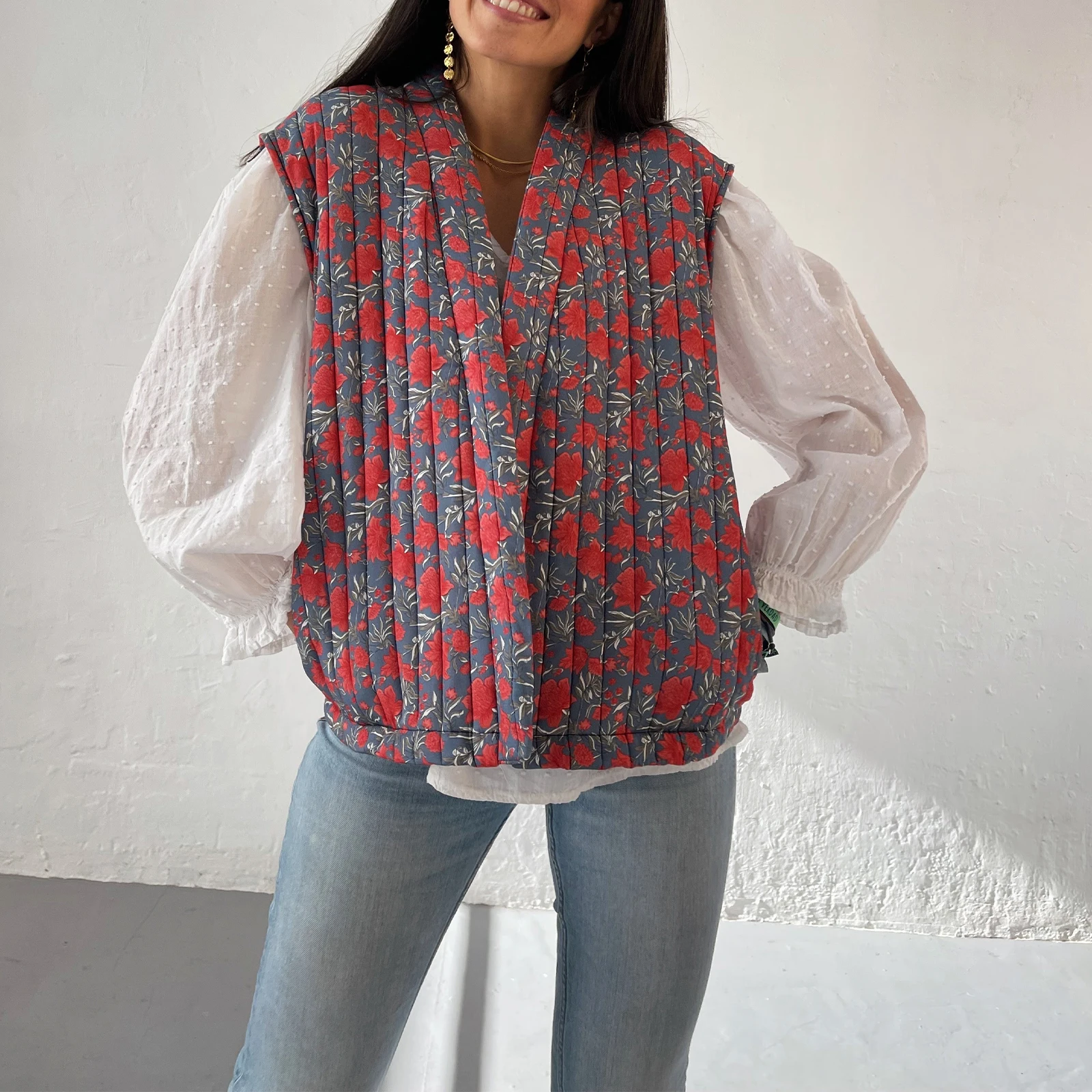 Gilet Matelassé Y2K Femme – Col Montant, Sans Manches, Avec Poches – Style Rétro Et Chaud - 9
