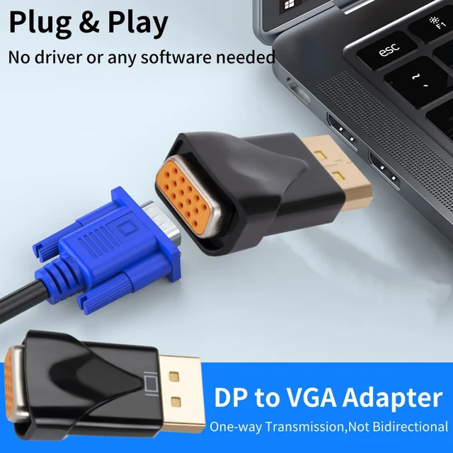 1080P DP to VGA 컨버터 어댑터는 DisplayPort와 VGA를 연결하는데 사용되며, 다양한 장치에 적용 가능합니다.