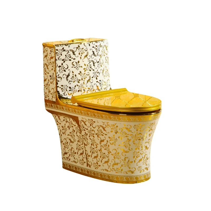 

Color toilet conjoined ceramic water-saving luxury gold toilet