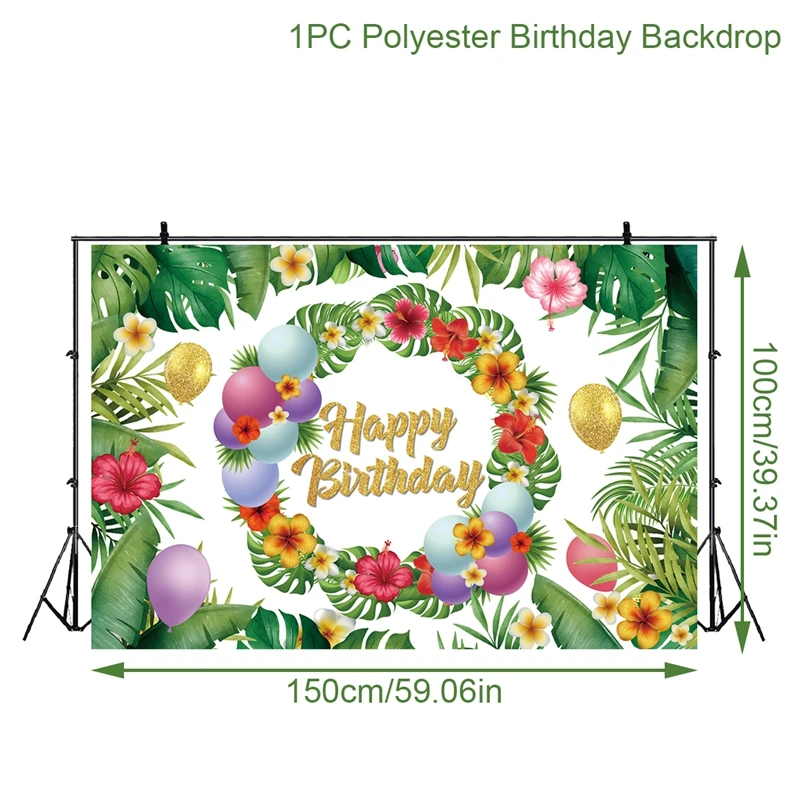 Description Picture 6 of itemHawaii Tropical Photography Backdrop Seaside Flamingo Birthday Party Decoration Background Summer Tropical Theme Party Favors