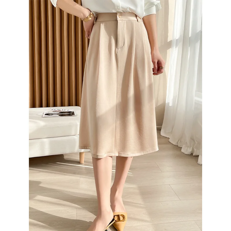 High Waist A line Umbrella Skirt Mid length Women's Spring and Summer