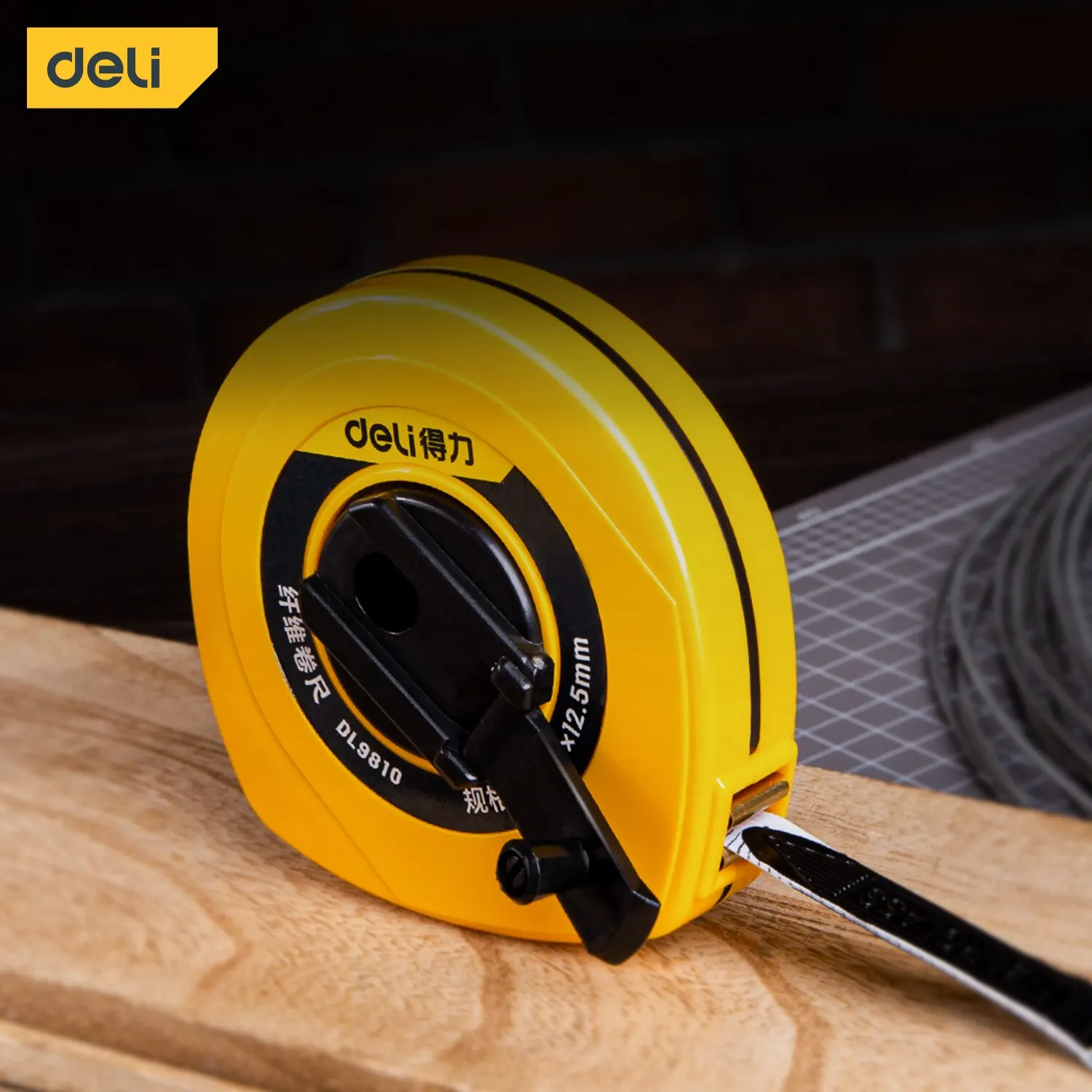 Deli 10M Tape Fiberglass Tape Measure Circular Leather Tape Carpenter