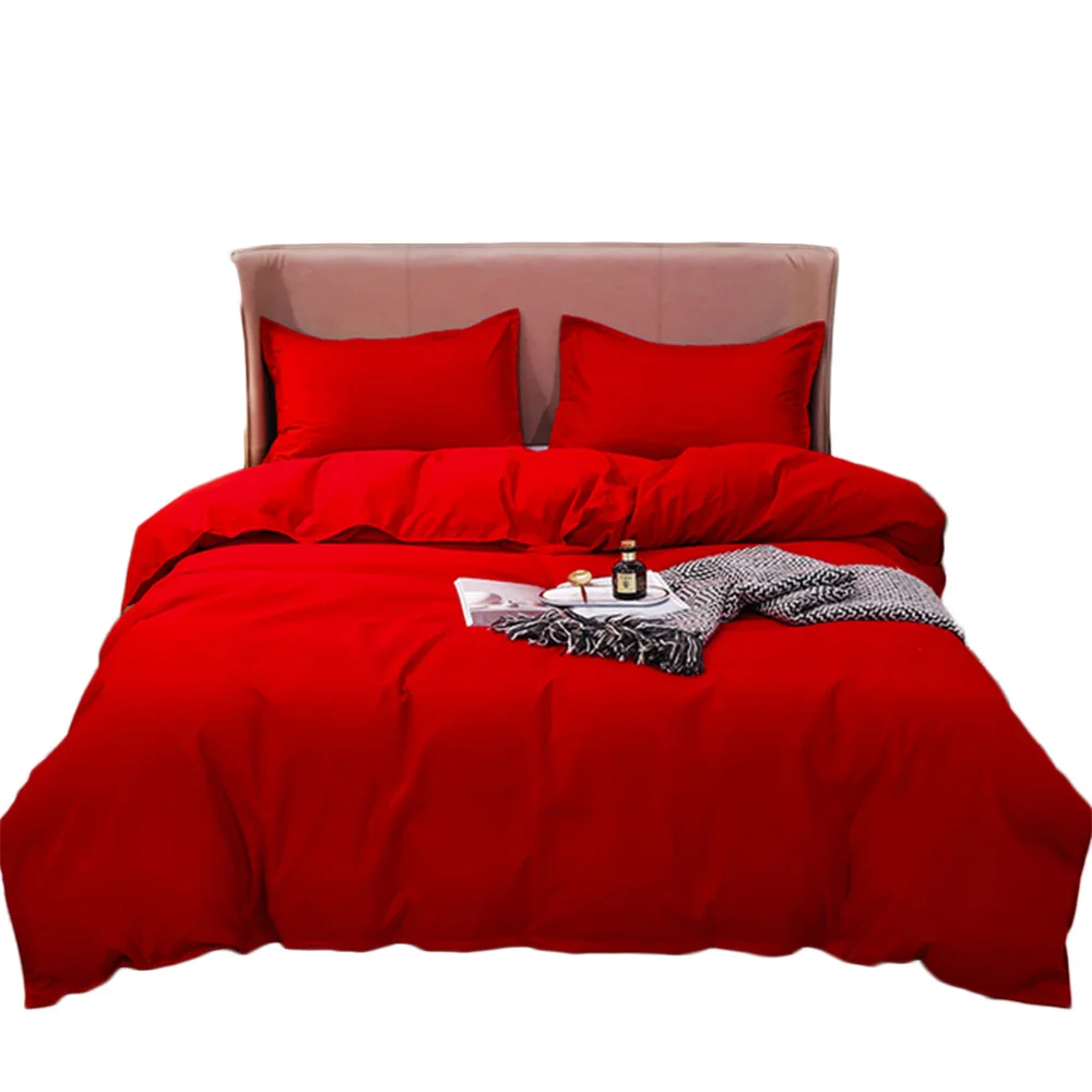 

Red Duvet Cover Set Twin Full Queen Bedding Set Guest Room Cozy Microfiber Adults Bed Linen Set Quilt Comforter Cover Bedclothes