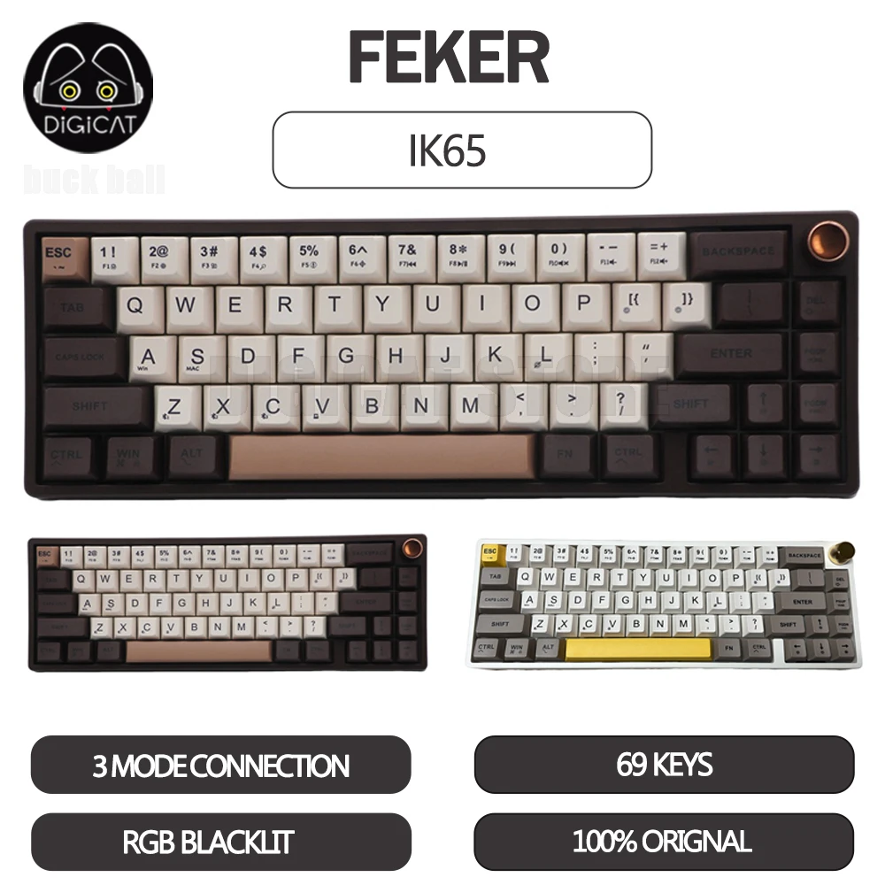 Механическая клавиатура FEKER IK65, 3 режима, USB/2,4G/Bluetooth, беспроводная клавиатура, 69 клавиш, RGB подсветка, конструкция, игровые клавиатуры, подарки