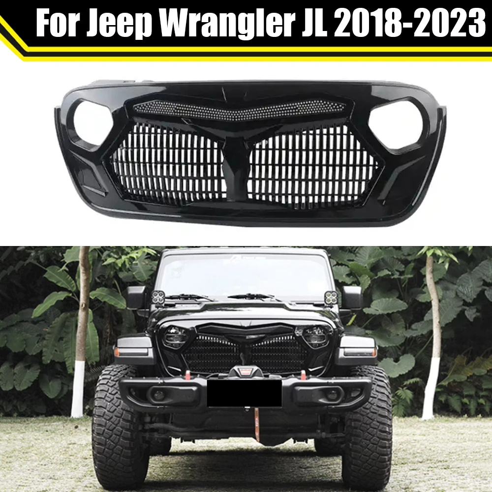 

Grill Gloss Black Car Front Bumper Mesh Grille Grills Racing Grille For Jeep Wrangler JL 2018-2023 Grilles Upper Grid