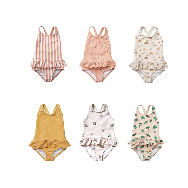 

Girls' Swimsuit Cute One-piece Swimsuits Baby's Swimwear Floral Cartoon Hot Spring Holiday Biquini Infantil Menina 1-10Y Kids