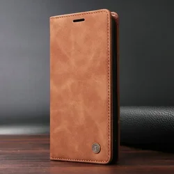 Leather Flip Wallet Phone Case with Card Holder and Book Cover Design - Galaxy S26 Pro (Brown)