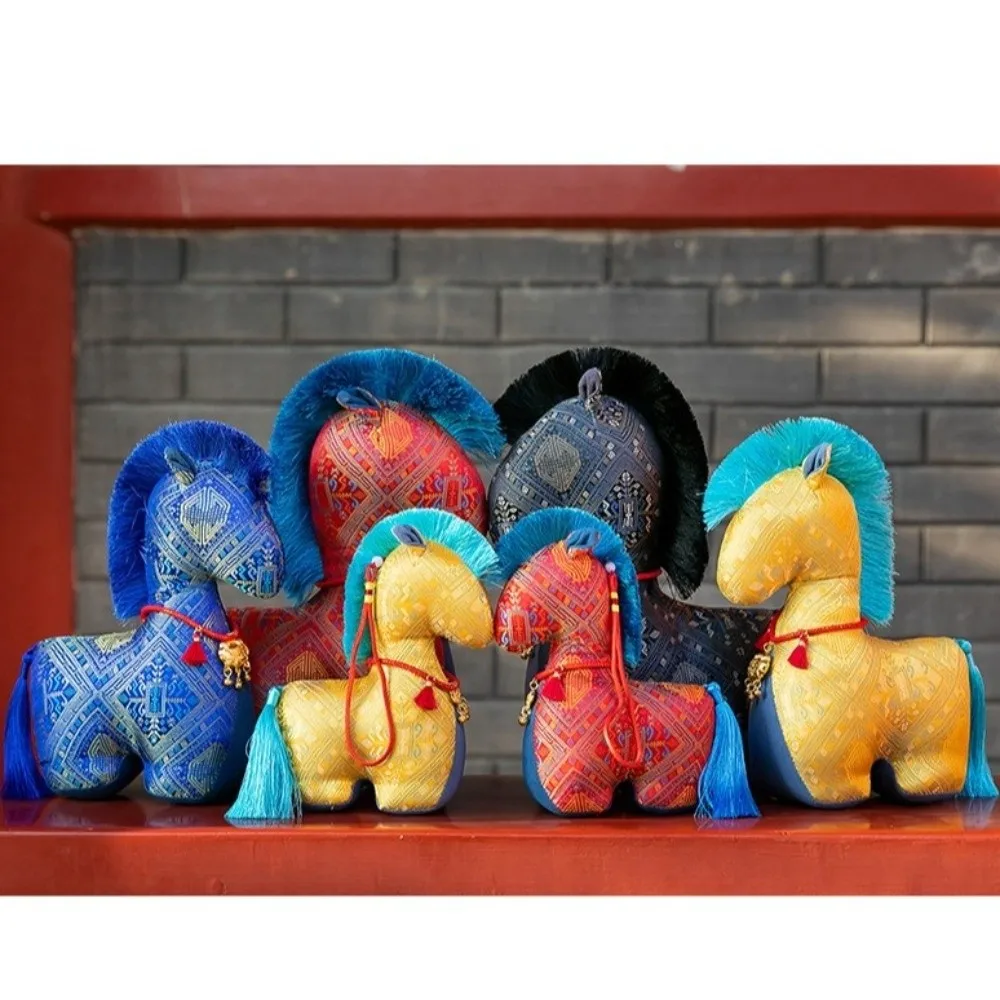 New Year Chinese Style Horse Fabric Material Texture Pony Decor Tassel Tail Horse Cultural Display