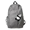 Cute Panda Pendant Women Man Backpack Pu Leather Men's Backpacks Girl Black White Back Pack Laptop Bag Large Capacity Travel Bag 6