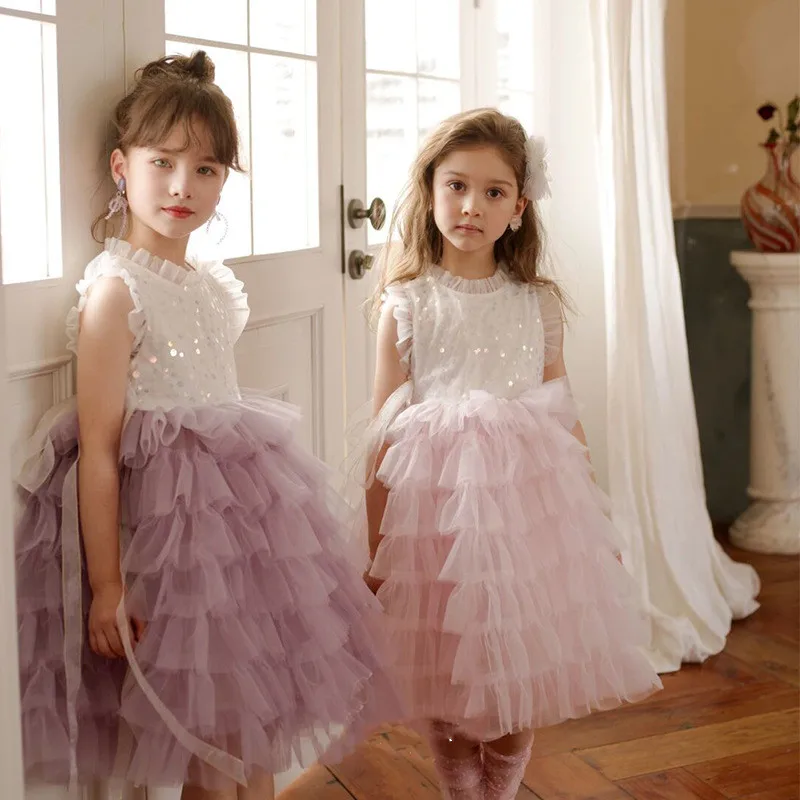 

Baby Royal Lolita Princess Ball Gown Girls Sequins Luxurious Dress Infant Birthday Christening Dresses Girl Boutique Clothes