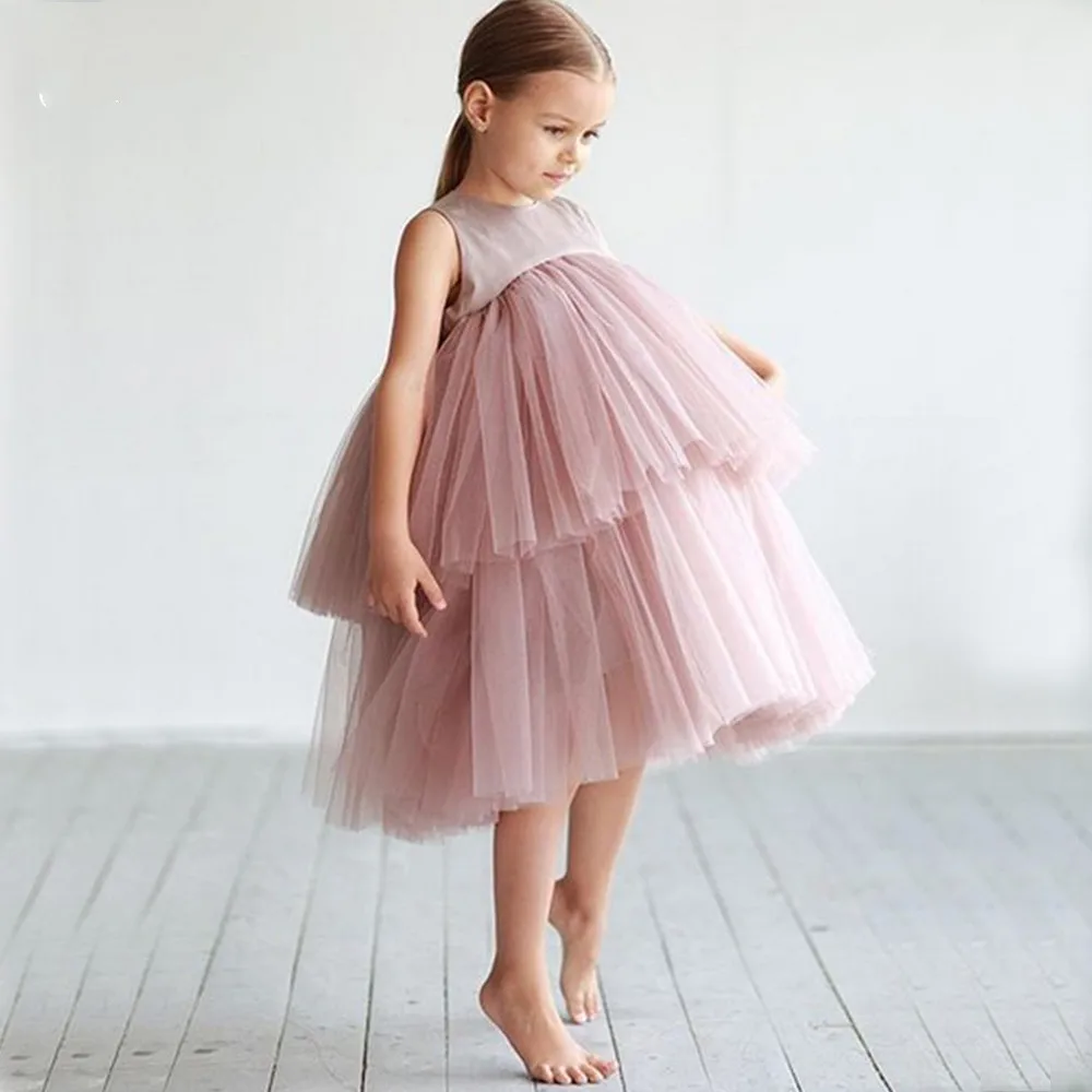 

Lace Flower Girl Dresses 2023 Sheer Neck Todder Puffy Ball Gown for Wedding Communion Pageant Kids Clothing