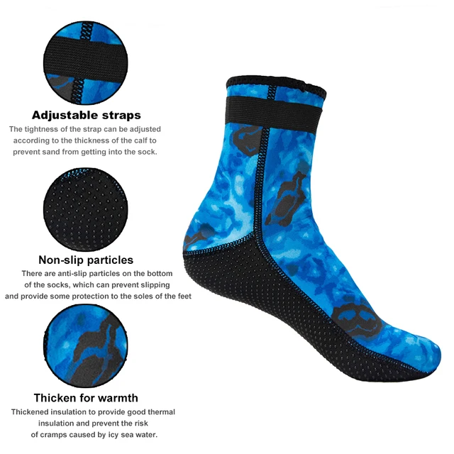 3mm Camouflage Diving Socks Neoprene Anti-Slip Water Socks Keep Warm Sand Socks Water Sport Swimming Surfing Diving  Snorkeling 2