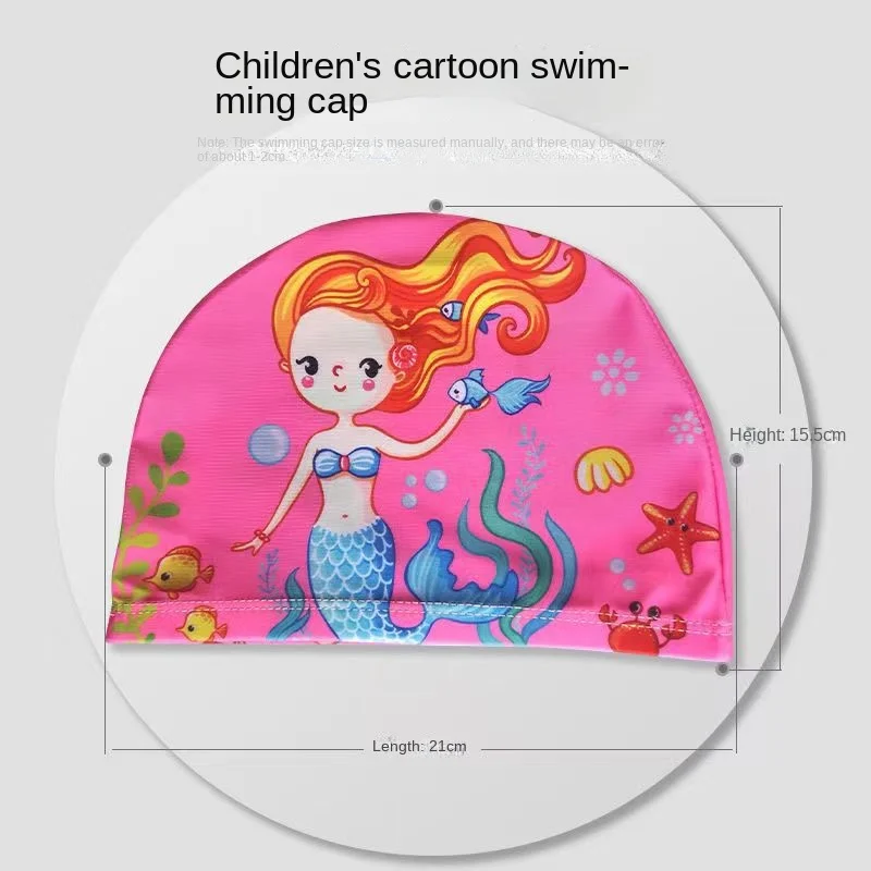 Kid Children Swimming Cap Cute Cartoon Cloth Swimming Cap For Boys Girls Ear Protective Cloth Swimming Caps Babies