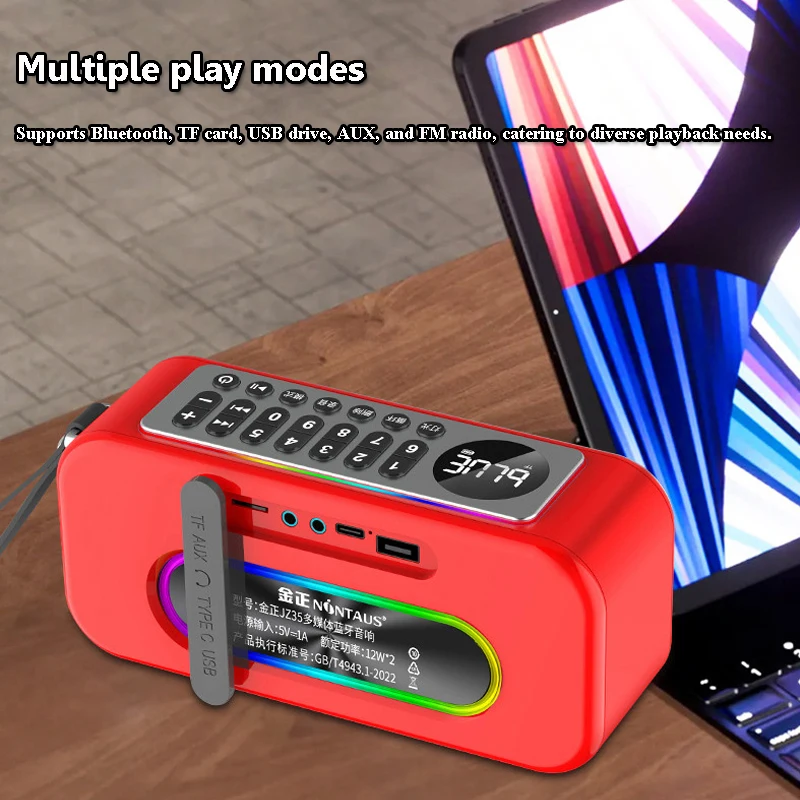 Portable Outdoor Bluetooth Speaker Handsfee Call Dual Speaker Subwoofer Soundbar HD Recorder LED Display Support FM TF USB AUX