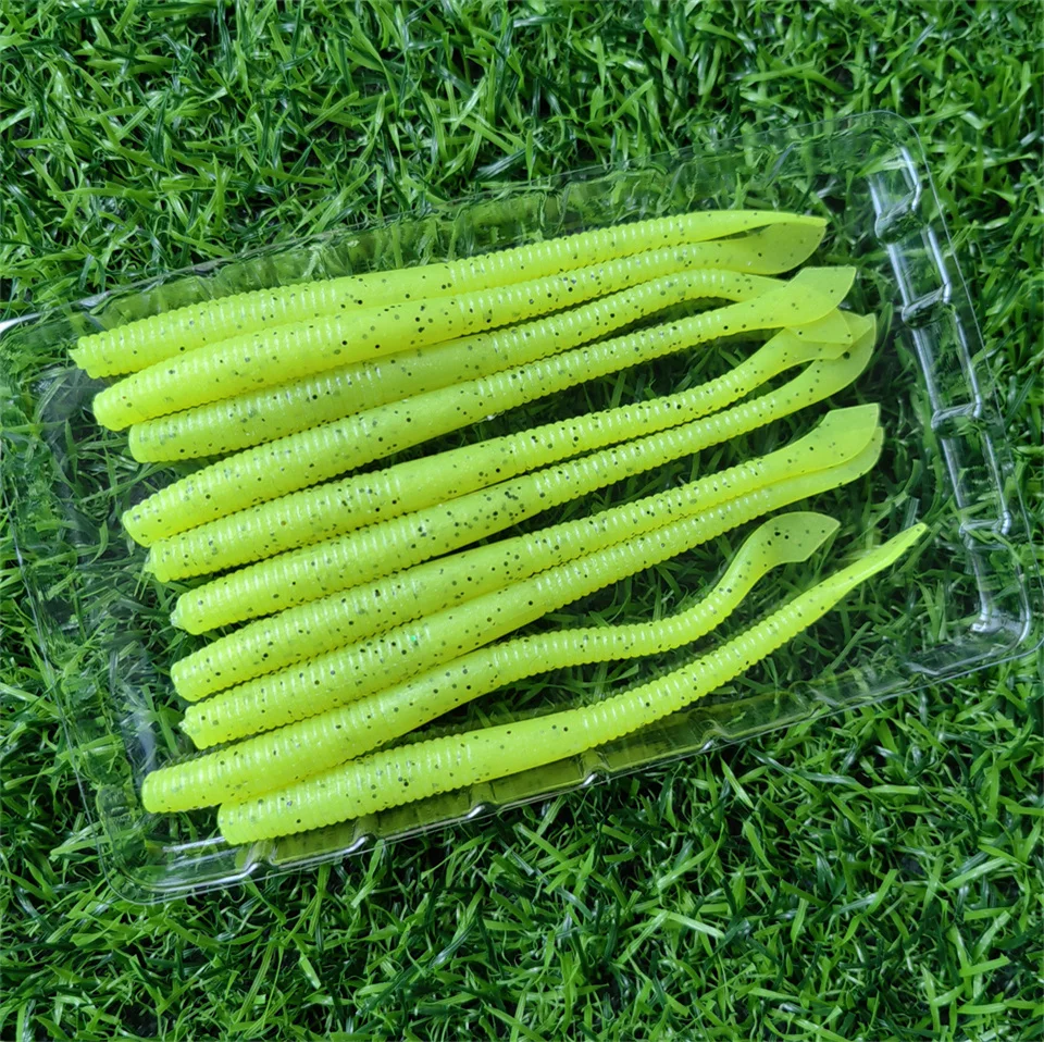 MUKUN 10PCS Stick Soft Bait 10cm 2.3g Silicone Worm Sinking Minnow Swimbait Wobblers Freshwater Bass Pike Soft Fishing Lures