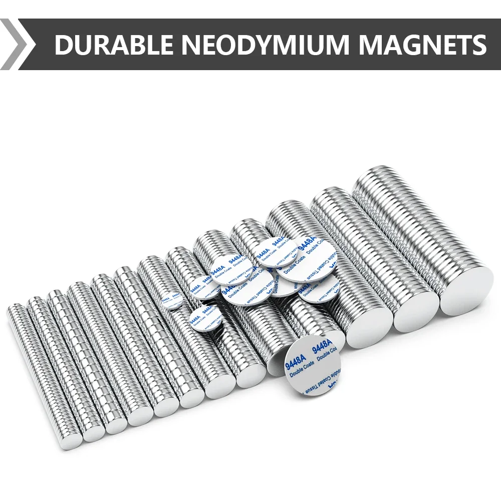 Super Powerful Magnet Neodymium With double-sided adhesive Magnet Round NdfeB N35 Strong Permanent Magnetic imanes Refrigerator