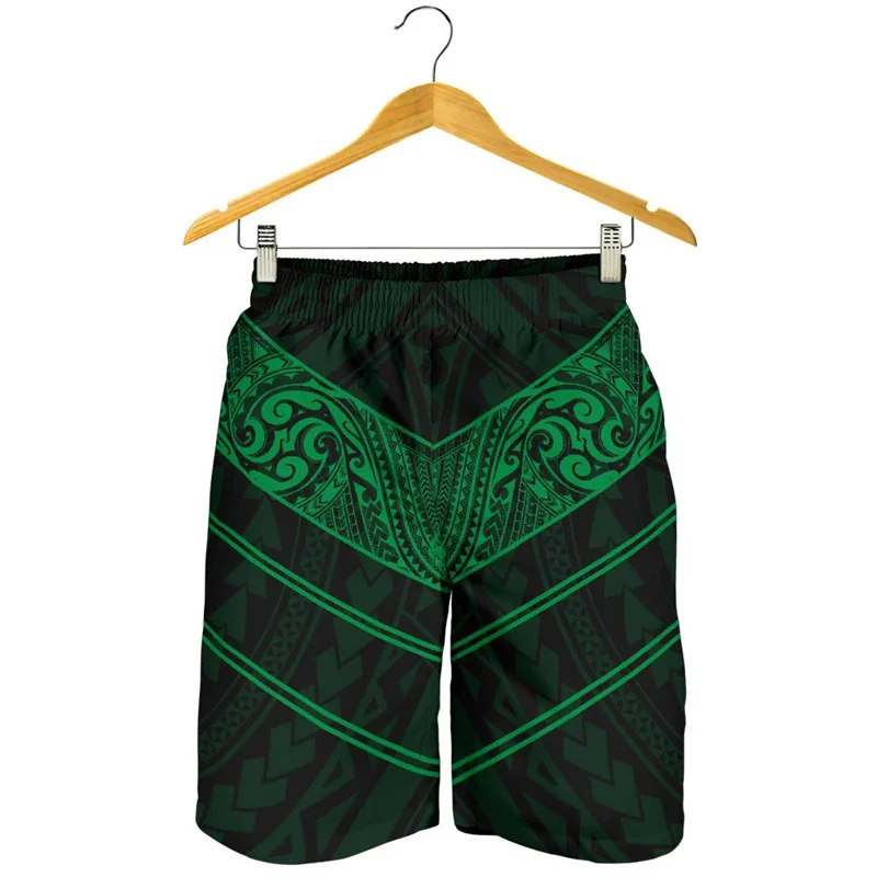 

Мужские шорты для мальчиков, Гавайские пляжные короткие трусы, зеленые полинезийские плавки, шорты для спортзала, шорты с цветочным принтом для мальчиков, короткие штаны, 2024