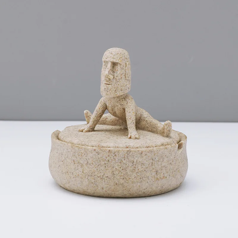 

Новая пепельница Moai с пересекающимися границами, пасхальный остров, персонализированная пепельница Stoneman, креативная пепельница для йоги с крышкой