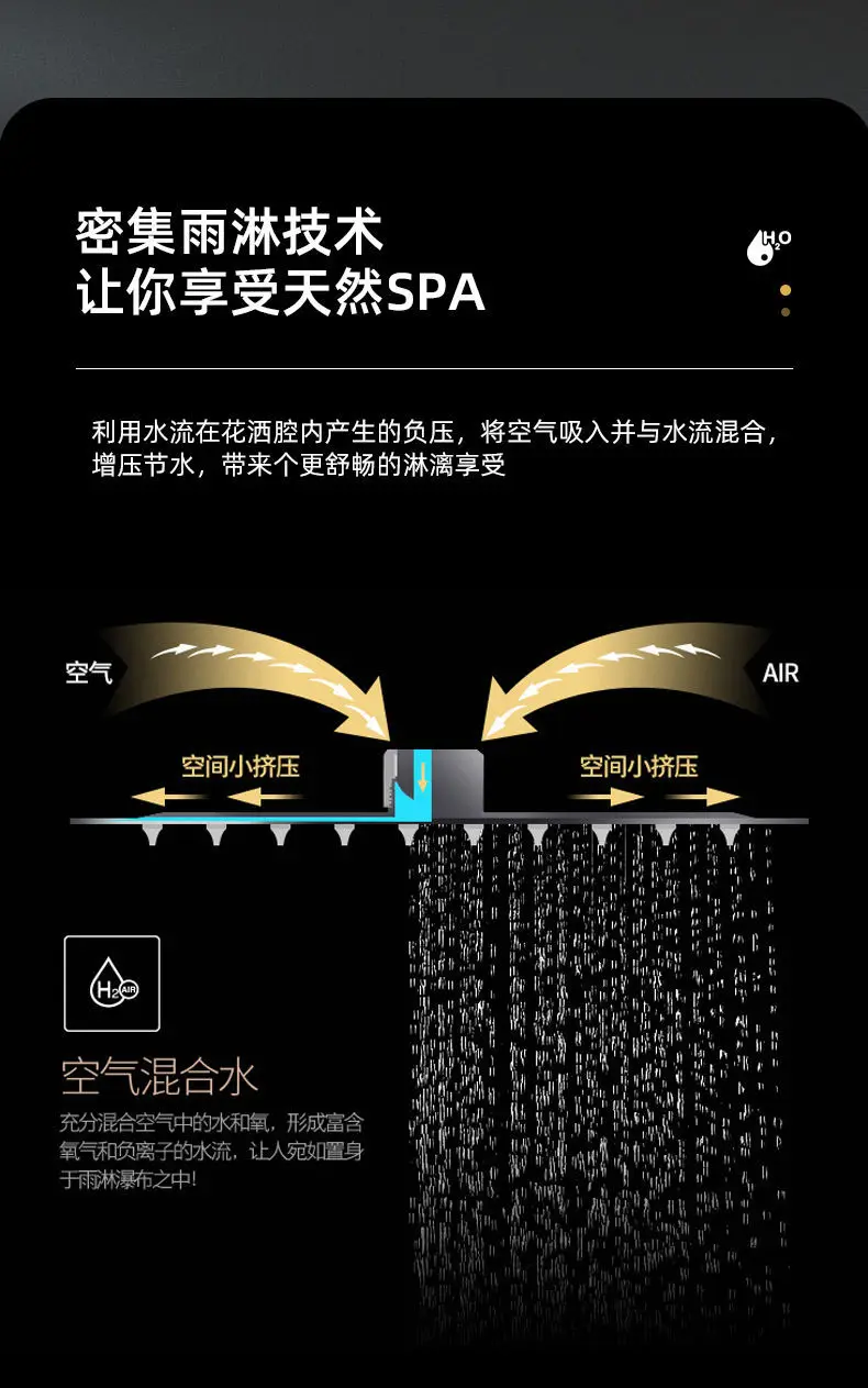 Description Picture 5 of itemGold Shower Set Faucet Rainfall Bathtub Tap With Bidet 4 Function Shower Wall Mounted Hot Cold Shower Column Square 8" Mixer Tap