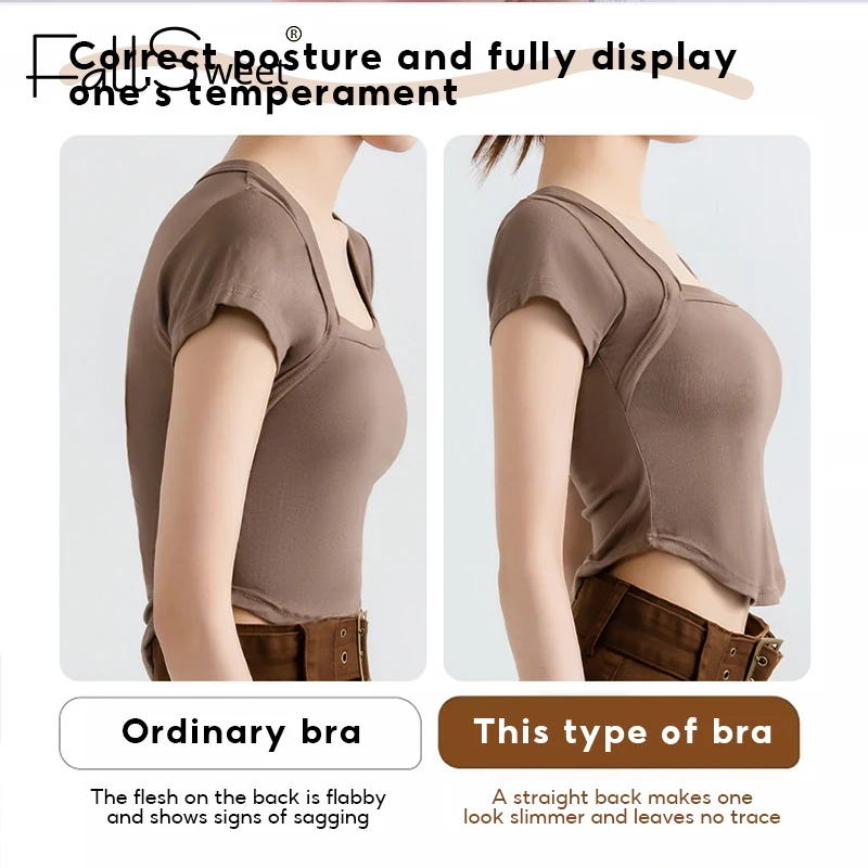 FallSweet 1/2PCS Women's Posture Correction Bras Seamless Wireless Push Up Bralette with Cross Back Support Female Lingerie 4