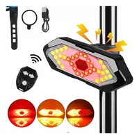 Enquêter arrière de vélo avec clignotant, aste par USB, télécommande sans fil, lumière iodée de sécurité à 5 modes pour vélo de route et VTT 2
