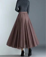 Plus-Size Popular Style, Large Flared, High-Waisted, Slim-Fitting Fairy Skirt, Mesh Skirt, Ankle-Length Long Skirt - Image 4