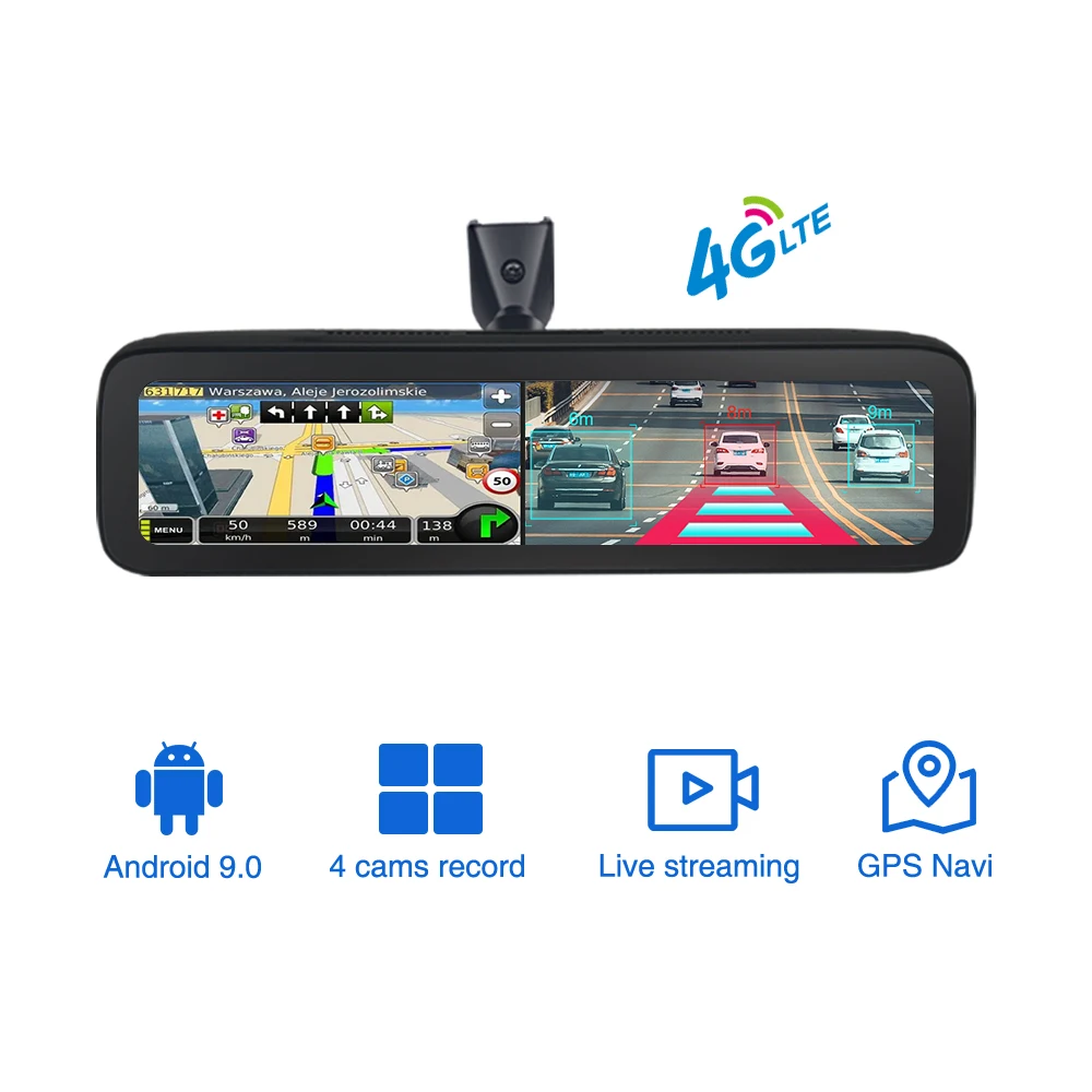 

Android 9.0 2+32G 4CHs 4G Car DVR 360 Panaromic Camera Rear View Mirror WiFi ADAS GPS Navigation Parking monitoring
